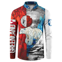 Kalaallit Nunaat Pride Button Sweatshirt Polar Bear Spirit in Stained Glass Style