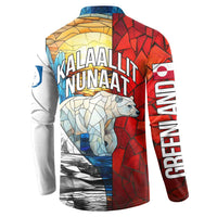 Kalaallit Nunaat Pride Button Sweatshirt Polar Bear Spirit in Stained Glass Style