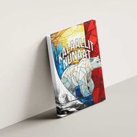 Kalaallit Nunaat Pride Canvas Wall Art Polar Bear Spirit in Stained Glass Style
