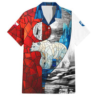Kalaallit Nunaat Pride Family Matching Long Sleeve Bodycon Dress and Hawaiian Shirt Polar Bear Spirit in Stained Glass Style