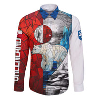 Kalaallit Nunaat Pride Family Matching Long Sleeve Bodycon Dress and Hawaiian Shirt Polar Bear Spirit in Stained Glass Style