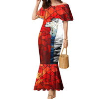 Kalaallit Nunaat Pride Family Matching Mermaid Dress and Hawaiian Shirt Polar Bear Spirit in Stained Glass Style
