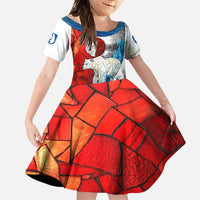Kalaallit Nunaat Pride Family Matching Off Shoulder Maxi Dress and Hawaiian Shirt Polar Bear Spirit in Stained Glass Style