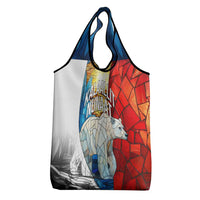 Kalaallit Nunaat Pride Grocery Bag Polar Bear Spirit in Stained Glass Style