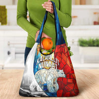 Kalaallit Nunaat Pride Grocery Bag Polar Bear Spirit in Stained Glass Style