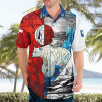 Kalaallit Nunaat Pride Hawaiian Shirt Polar Bear Spirit in Stained Glass Style