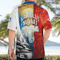 Kalaallit Nunaat Pride Hawaiian Shirt Polar Bear Spirit in Stained Glass Style