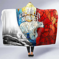 Kalaallit Nunaat Pride Hooded Blanket Polar Bear Spirit in Stained Glass Style