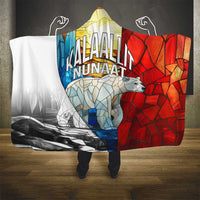 Kalaallit Nunaat Pride Hooded Blanket Polar Bear Spirit in Stained Glass Style