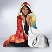 Kalaallit Nunaat Pride Hooded Blanket Polar Bear Spirit in Stained Glass Style