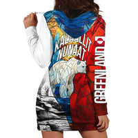 Kalaallit Nunaat Pride Hoodie Dress Polar Bear Spirit in Stained Glass Style