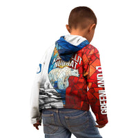 Kalaallit Nunaat Pride Kid Hoodie Polar Bear Spirit in Stained Glass Style