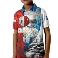 Kalaallit Nunaat Pride Kid Polo Shirt Polar Bear Spirit in Stained Glass Style