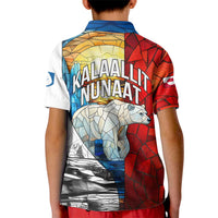 Kalaallit Nunaat Pride Kid Polo Shirt Polar Bear Spirit in Stained Glass Style