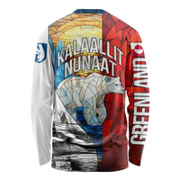 Kalaallit Nunaat Pride Long Sleeve Shirt Polar Bear Spirit in Stained Glass Style