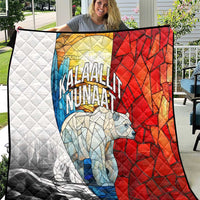 Kalaallit Nunaat Pride Quilt Polar Bear Spirit in Stained Glass Style