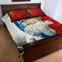 Kalaallit Nunaat Pride Quilt Bed Set Polar Bear Spirit in Stained Glass Style