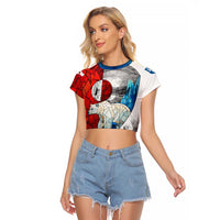 Kalaallit Nunaat Pride Raglan Cropped T Shirt Polar Bear Spirit in Stained Glass Style