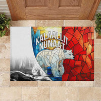 Kalaallit Nunaat Pride Rubber Doormat Polar Bear Spirit in Stained Glass Style