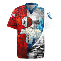 Kalaallit Nunaat Pride Rugby Jersey Polar Bear Spirit in Stained Glass Style