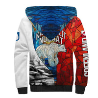 Kalaallit Nunaat Pride Sherpa Hoodie Polar Bear Spirit in Stained Glass Style