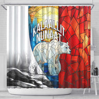 Kalaallit Nunaat Pride Shower Curtain Polar Bear Spirit in Stained Glass Style