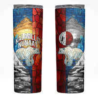 Kalaallit Nunaat Pride Skinny Tumbler Polar Bear Spirit in Stained Glass Style
