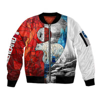 Kalaallit Nunaat Pride Sleeve Zip Bomber Jacket Polar Bear Spirit in Stained Glass Style
