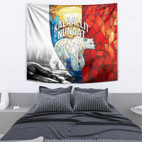 Kalaallit Nunaat Pride Tapestry Polar Bear Spirit in Stained Glass Style