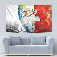 Kalaallit Nunaat Pride Tapestry Polar Bear Spirit in Stained Glass Style