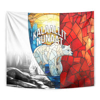 Kalaallit Nunaat Pride Tapestry Polar Bear Spirit in Stained Glass Style
