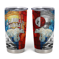 Kalaallit Nunaat Pride Tumbler Cup Polar Bear Spirit in Stained Glass Style