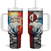 Kalaallit Nunaat Pride Tumbler With Handle Polar Bear Spirit in Stained Glass Style