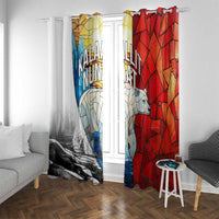 Kalaallit Nunaat Pride Window Curtain Polar Bear Spirit in Stained Glass Style