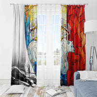 Kalaallit Nunaat Pride Window Curtain Polar Bear Spirit in Stained Glass Style