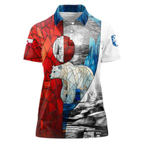 Kalaallit Nunaat Pride Women Polo Shirt Polar Bear Spirit in Stained Glass Style