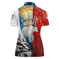 Kalaallit Nunaat Pride Women Polo Shirt Polar Bear Spirit in Stained Glass Style