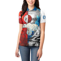 Kalaallit Nunaat Pride Women Polo Shirt Polar Bear Spirit in Stained Glass Style