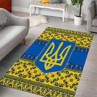 Ukraine Heritage Pride – Vyshyvanka Pattern Area Rug with National Symbol in Blue & Yellow