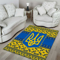 Ukraine Heritage Pride – Vyshyvanka Pattern Area Rug with National Symbol in Blue & Yellow