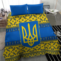Ukraine Heritage Pride – Vyshyvanka Pattern Bedding Set with National Symbol in Blue & Yellow