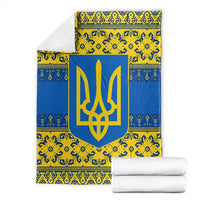 Ukraine Heritage Pride – Vyshyvanka Pattern Blanket with National Symbol in Blue & Yellow