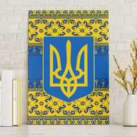 Ukraine Heritage Pride – Vyshyvanka Pattern Canvas Wall Art with National Symbol in Blue & Yellow