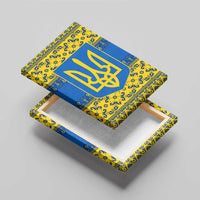 Ukraine Heritage Pride – Vyshyvanka Pattern Canvas Wall Art with National Symbol in Blue & Yellow