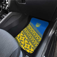 Ukraine Heritage Pride – Vyshyvanka Pattern Car Mats with National Symbol in Blue & Yellow