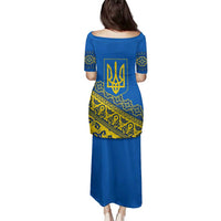 Ukraine Heritage Pride – Vyshyvanka Pattern Family Matching Puletasi and Hawaiian Shirt with National Symbol in Blue & Yellow