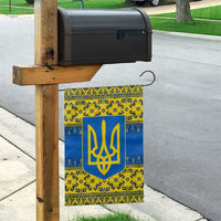 Ukraine Heritage Pride – Vyshyvanka Pattern Garden Flag with National Symbol in Blue & Yellow