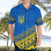 Ukraine Heritage Pride – Vyshyvanka Pattern Hawaiian Shirt with National Symbol in Blue & Yellow