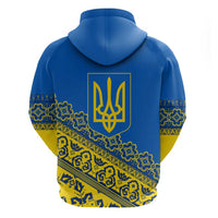 Ukraine Heritage Pride – Vyshyvanka Pattern Hoodie with National Symbol in Blue & Yellow