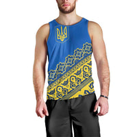 Ukraine Heritage Pride – Vyshyvanka Pattern Men Tank Top with National Symbol in Blue & Yellow
